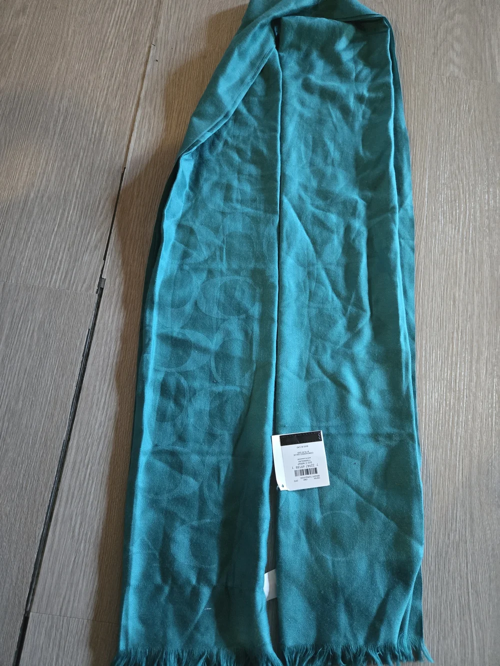 Coach Signature C Wrap Bright Torquoise with Fringe NWT